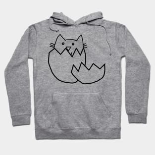 Minimal Cute Cat Hatching from Egg Hoodie